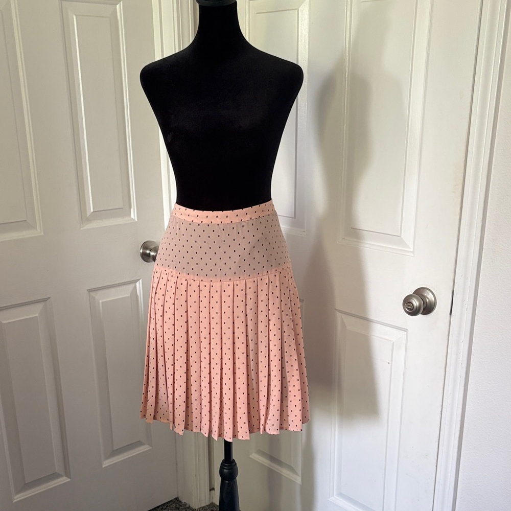 Halogen Pastel Pink and Black Polka Dot A-Line Skirt